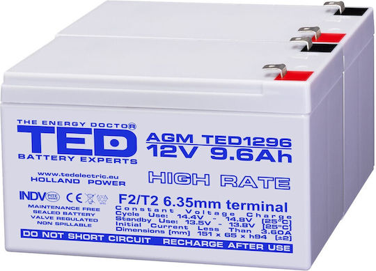 Battery Pack Compatible Apc Rbc60 24v 9.6ah 2x12v Ted Electric