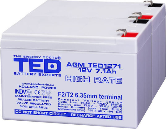Battery Pack Compatibil Apc Rbc32 24v 7.1ah 2x12v Ted Electric