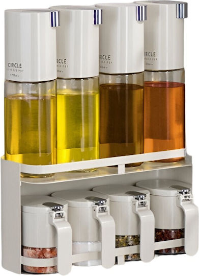 Plastic Spice Organizers on Base White 9 Pieces