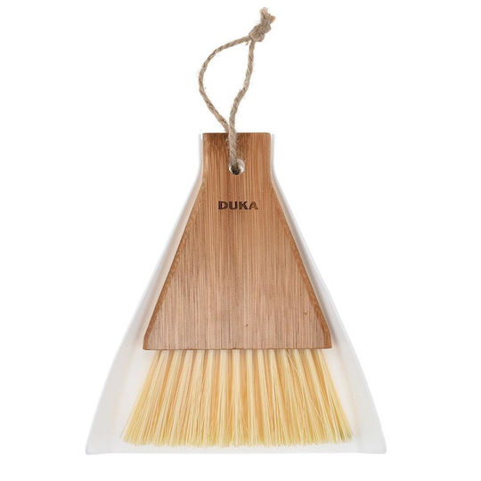 Natural Scandi Table Broom Dustpan Set 14.7x16.5x4 Cm White Duka