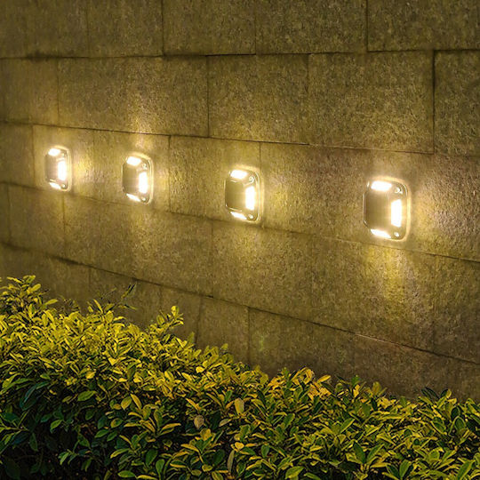 Set of 4 Wall Mounted Solar Lights with Warm White Light 3000K IP65 9x9cm