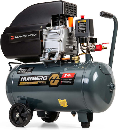 Humberg Κομπρεσέρ Αέρος 85dB με Ισχύ 2hp και Αεροφυλάκιο 24lt
