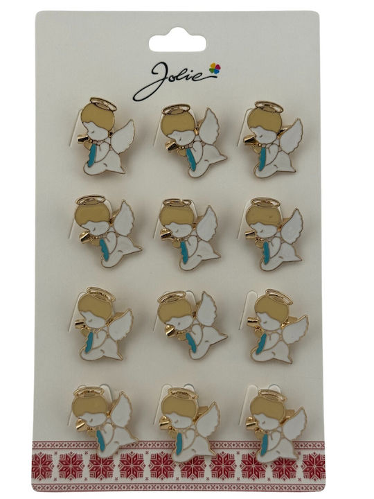 Set 12 Pinuri Mărțișor Copii Jolie Angel Design Alb