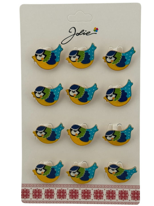 Set 12 Broșe Martisor Copii Jolie Sparrow Pasăre Design Multicolor