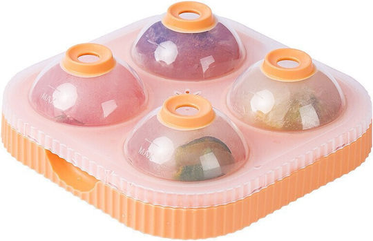 Formă de gheață Rotundă Din Plastic Cu 4 Locuri Portocalie 125161