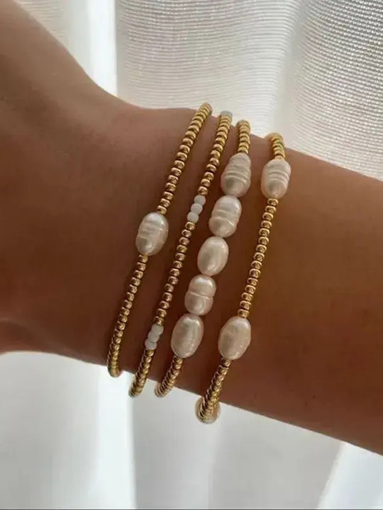 Vintage Bracelet Freshwater Pearls Beads Geometric Style Diora