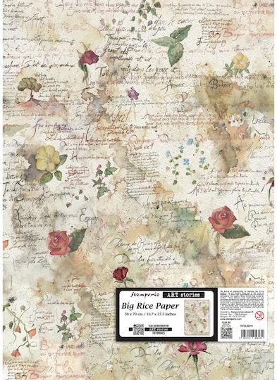Decoupage Rice Paper Large Size Stamperia 50x70cm Flowers Poems Texture