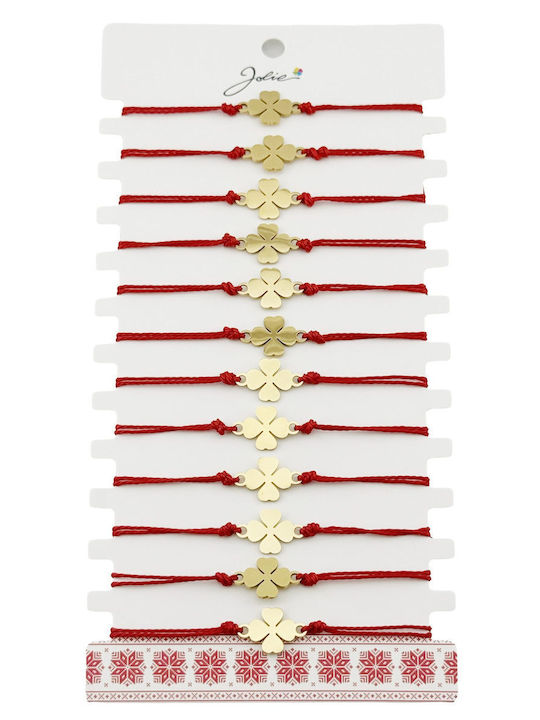 Brățară Martisor Femei Set 12 Piese Pandantiv Din Oțel Inoxidabil Placat Cu Aur Design Trifoi Jolie Șnur Roșu Reglabil Împletit Brățară Martisor Femei Set 12 Piese Pandantiv Din Oțel Inoxidabil Placat Cu Aur Design Trifoi Jolie Șnur Roșu Reglabil Împletit