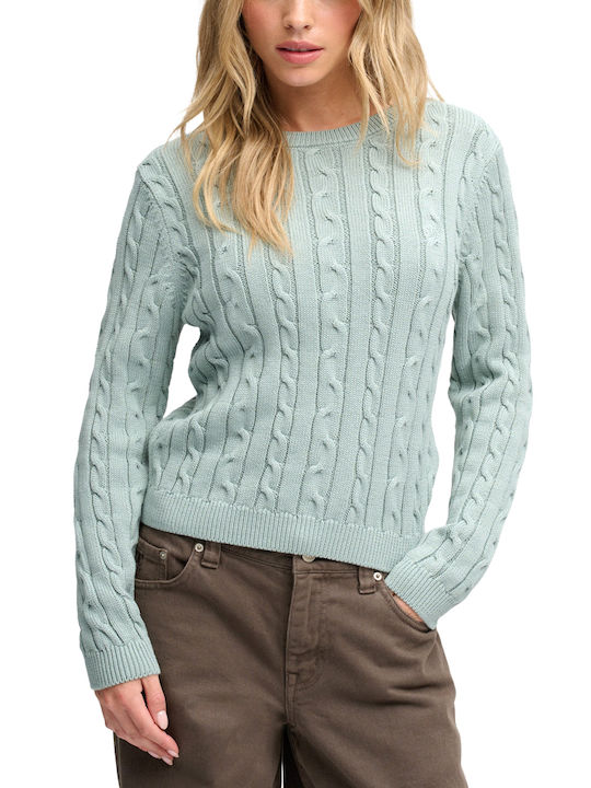 Superdry Cable Damen Baumwollpullover Hellblau