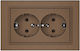 Double Power Socket Brown