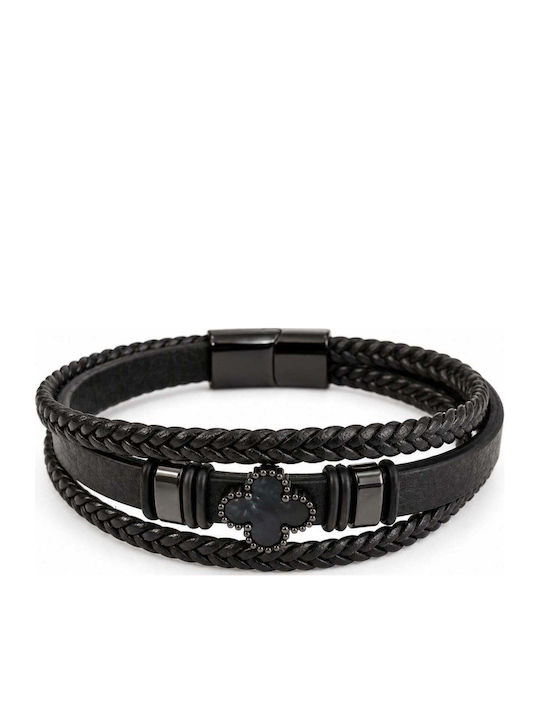 Women's Bracelet with Cross Design Made of Leather