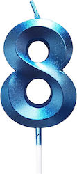Nummer 8 Kerze Flippy Diamant Modell 5 X 3,4 Cm Blau