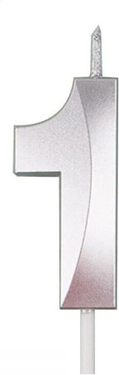 Number 1 Candle Flippy Diamond Model 5 X 3.4 Cm Silver