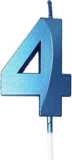 Lumânare Numărul 4 Model Diamant Flippy 5 X 3.4 Cm Albastră