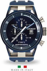 Locman Italy Montecristo Classic Movement Chrono Quartz Dial Blue Strap Blue Silicone