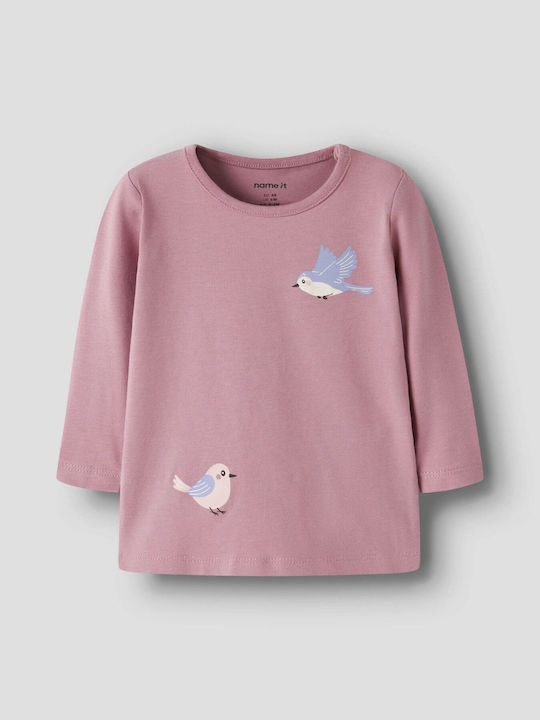 Name It Kinderoberteil Langärmelig Rosa Birds