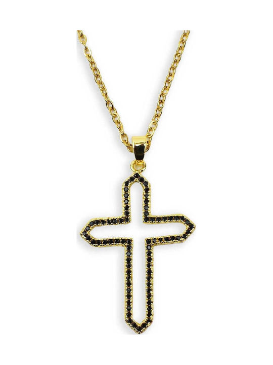 Kreuz aus Vergoldetem Stahl mit Kette