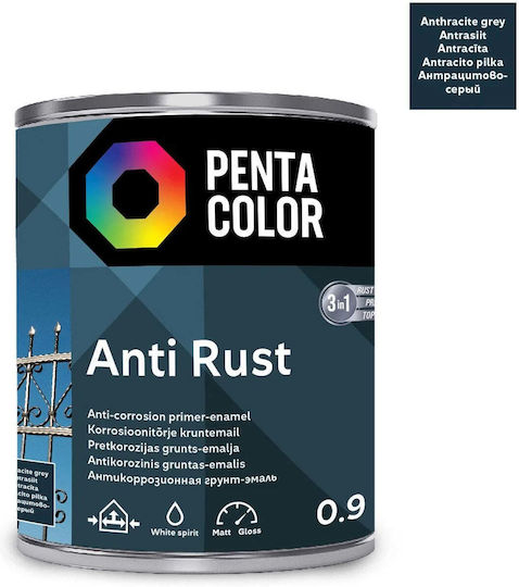 Pentacolor Αντισκωριακό 0.9lt Ανθρακί