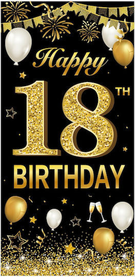 Banner Pentru Petrecere Flippy Happy Birthday Design Temă 18 Ani 185x90 Cm Negru