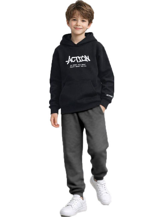 Action Sportswear Παιδικό Σετ Φόρμας Μαύρο