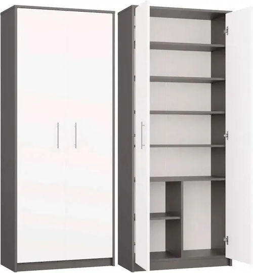Βιβλιοθήκη Anthracite White 74x35x180εκ.
