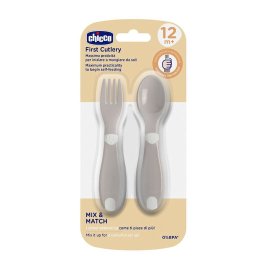 Chicco Set de linguri pentru bebeluși pentru 12+ luni Bej 2 bucăți