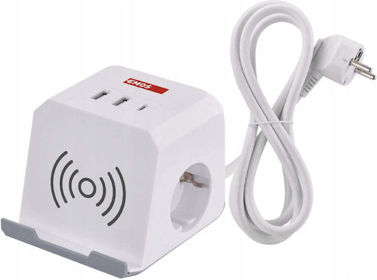 Emos Захранваща Лента 2 Гнезда с USB-A, USB-C и Кабел 2m