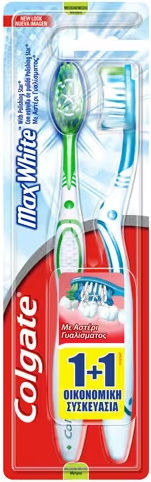 Colgate 360 Max White Обикновена четка за зъби Medium (Случаен избор) 2 бр