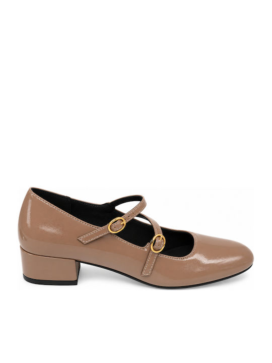 Heels with Strap & Chunky Low Heel Beige WM-MP70021-27HH-BEIGE