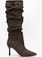 Wildleder Damenstiefel Braun Über Dem Knie