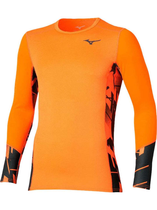 Mizuno Bluză Termică Pentru Bărbați Cu Mâneci Lungi Portocalie