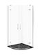 Cersanit Semicircular Shower Cabin with Sliding Door 80x80x195cm Mat Chrome