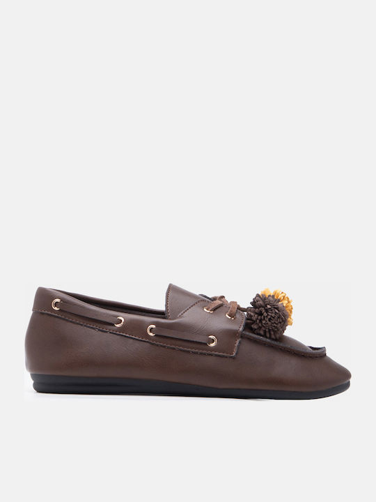 Luigi Women's Boat Shoes in Brown Color