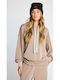 Women's Hooded Sweatshirt Brown-fog
