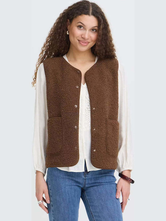 Fransa Women's Vest Brown