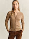 Damen Gestrickte Strickjacke mit Knöpfen Tabac