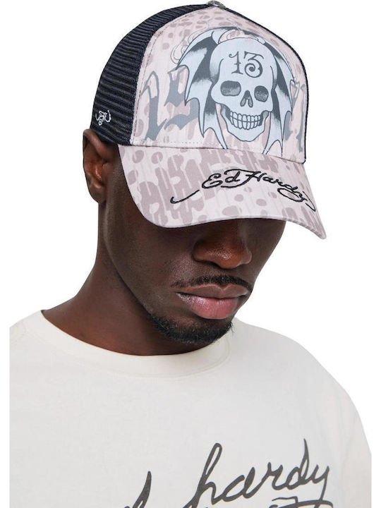 Ed Hardy Hats 13 Skull 5 Panel Trucker Cap Grey-ed6211-aw26-grey