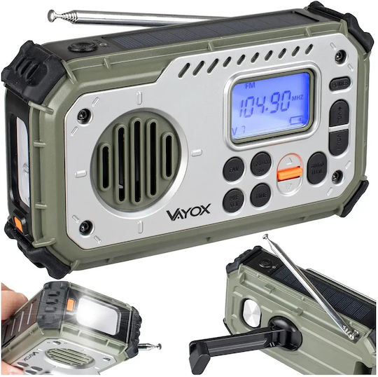 Vayox 1402973 Radio Portabil Solar cu Bluetooth și USB Verde