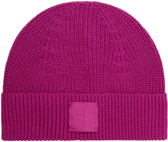Beanie Damen Strickmütze in Fuchsie Farbe