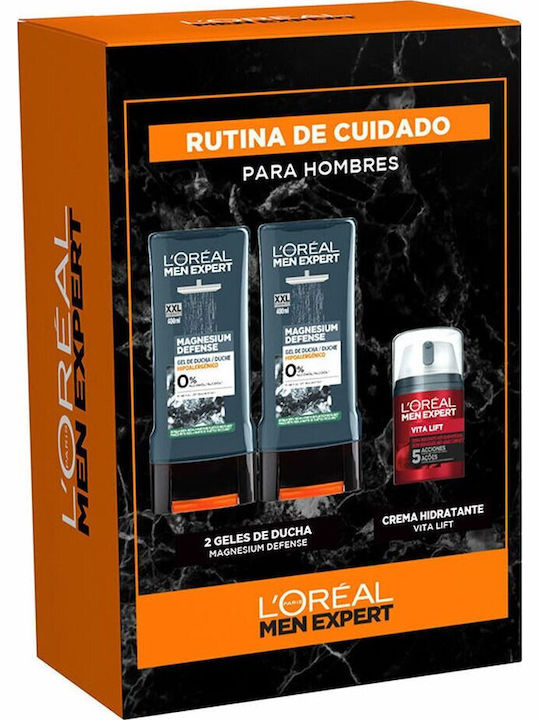 Set 2 Shower Gels Moisturizing Cream Men L'oreal Paris 400 Ml 50 Ml