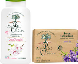 Le Petit Olivier Body Care Set Almond Jelly Shower Gel 500ml + Lavender Soap 100g