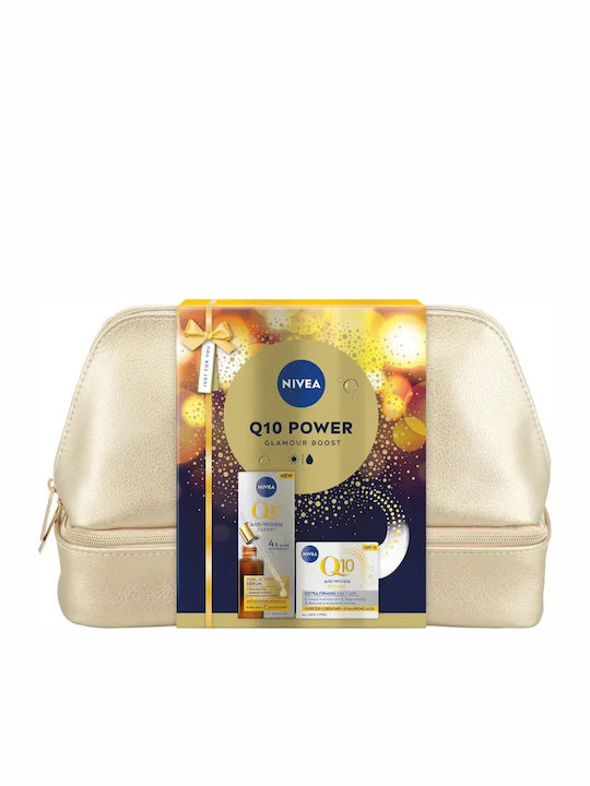 Set Nivea Q10 Dual-action Serum Anti-age & Anti-glycation 30ml + Nivea Q10 Anti-wrinkle Day Cream Spf 15 50ml + Gift Bag