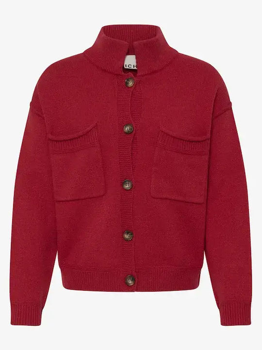 Women's Knitted Cardigan with Buttons Red