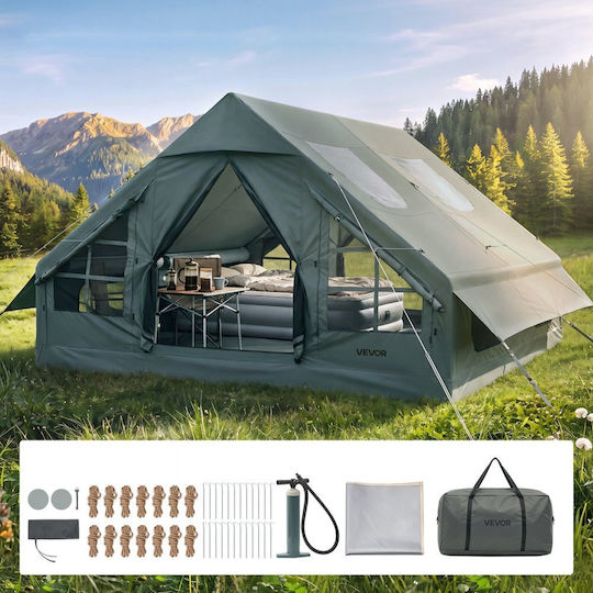 Vevor Inflatable Green Camping Tent with Double Cloth for 8 People