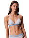 Σουτιέν Calvin Klein Lightly Lined Triangle Bralette Icon Cotton Modal Stripe Rib Σιέλ