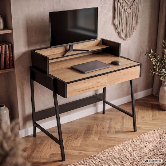 Birou Secretar Din Lemn Black Cu Picioare Metalice 78x48x95cm
