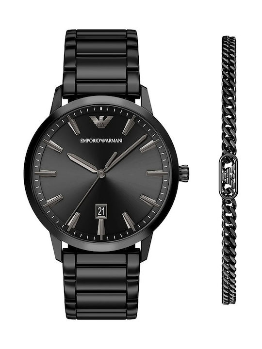 Emporio Armani Ruggero Мъжки Часовник 43mm На Батерия с Черна Стоманена Браслет