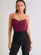 Damen Bluse mit Spaghetti-Träger Burgundisch
