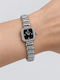 Ieke Damenuhr Batterie mit Metallarmband Silber/Schwarz IEKE-Uhr-Silber-Schwarz-Steine-001