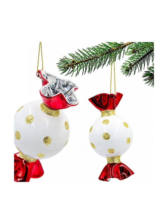 Hanging Glass Christmas Tree Ornament 10cm with Glitter Various Designs
